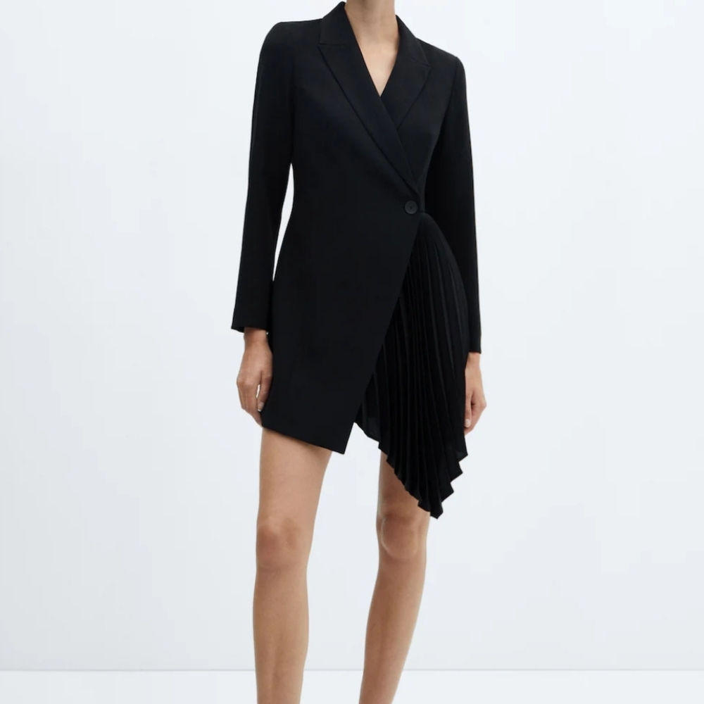 New Mango Pleated Blazer Dress Black 0
